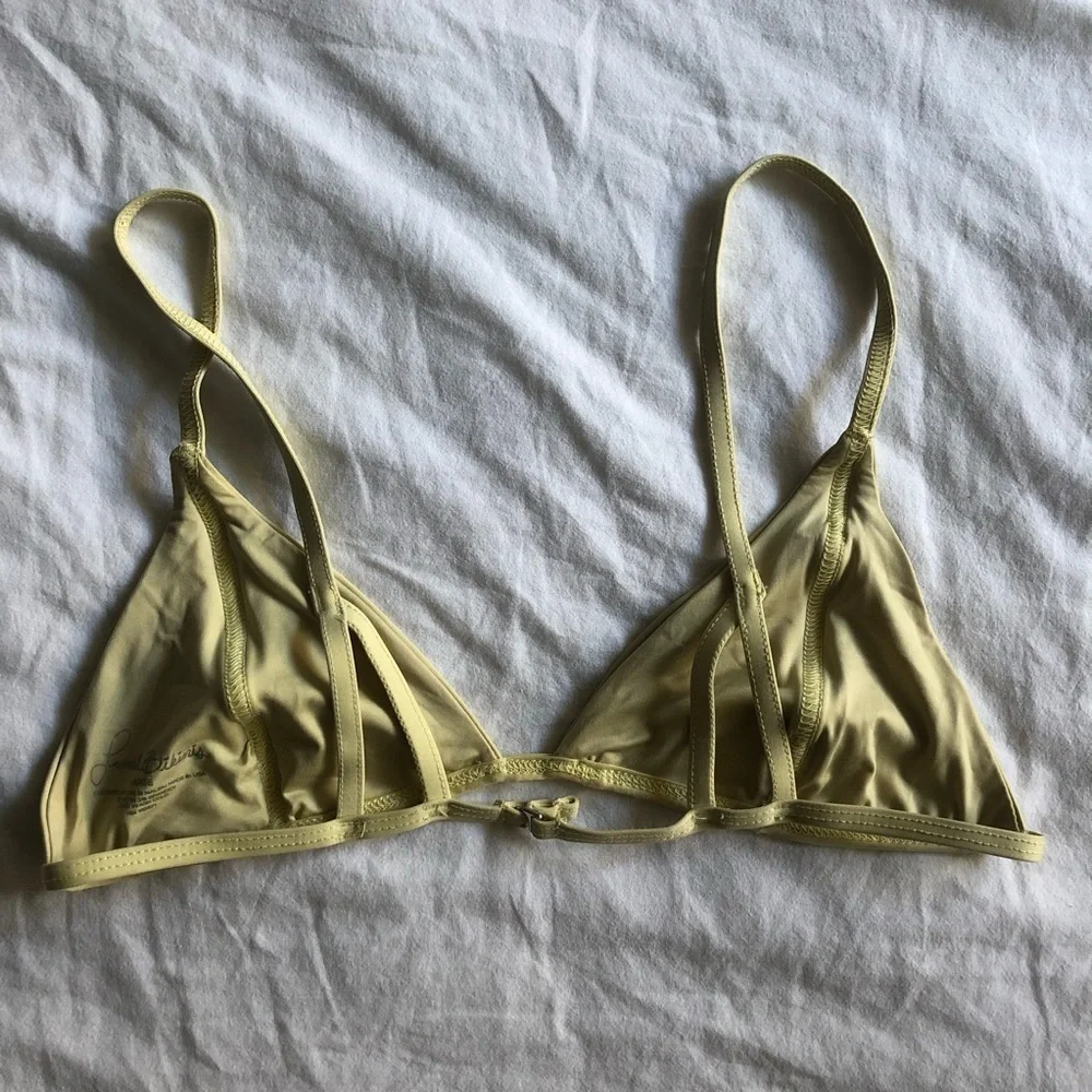 FRANKIES BIKINIS Valentina Triangle Bikini Top in Pastel Yellow L